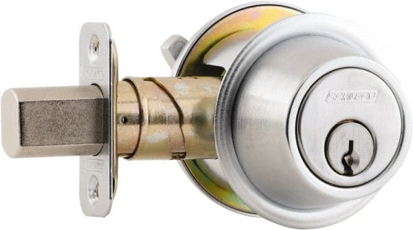 Schlage - 1-3/8 to 1-3/4" Door Thickness, Satin Chrome Finish, Single Cylinder Deadbolt with Thumb Turn - Exact Tooling