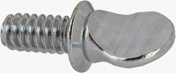 Value Collection - #10-24 Oval Shoulder Steel Thumb Screw - 3/8" OAL, 0.43" Head Height, Zinc-Plated Finish - Exact Tooling