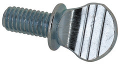 Value Collection - #10-32 Oval Shoulder Steel Thumb Screw - 3/8" OAL, 0.49" Head Height, Zinc-Plated Finish - Exact Tooling