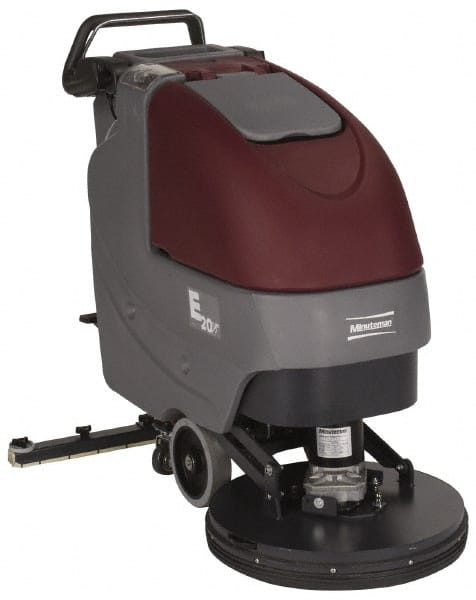 Minuteman - 20" Cleaning Width, Battery Powered Floor Scrubber - 0.75 (Brush) & 0.75 (Vacuum) hp, 180 RPM, 45" Water Lift, 12 Gal Tank Capacity, Series E20 - Exact Tooling