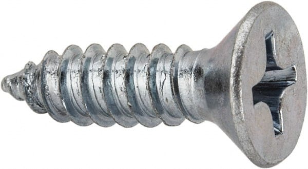 Value Collection - #14 Flat Head Phillips Sheet Metal Screw - Steel, 7/8" OAL, AISI 1016, ASME B18.6.3, ASME B18.6.4 & SAE J933, Grade 1016-1024 - Exact Tooling