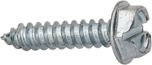 Value Collection - #10 Hex Washer Head Slotted Sheet Metal Screw - Steel, 7/8" Length Under Head, AISI 1016, ASME B18.6.3, ASME B18.6.4 & SAE J933, Grade 1016-1024 - Exact Tooling