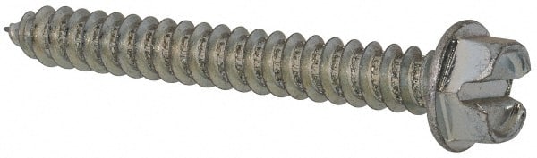 Value Collection - #12 Hex Washer Head Slotted Sheet Metal Screw - Steel, 1-3/4" Length Under Head, AISI 1016, ASME B18.6.3, ASME B18.6.4 & SAE J933, Grade 1016-1024 - Exact Tooling
