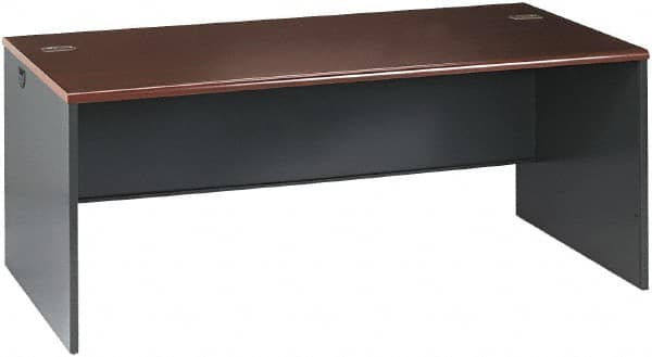 Hon - Steel-Reinforced High-Pressure Laminate/Metal Desk Shell - 72" Wide x 36" Deep x 29" High, Mahogany/Charcoal - Exact Tooling