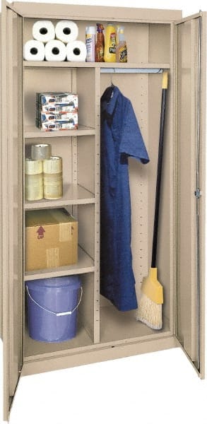 Sandusky Lee - 5 Shelf Combination Storage Cabinet - Steel, 36" Wide x 24" Deep x 72" High, Putty - Exact Tooling