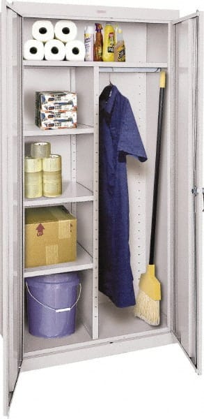 Sandusky Lee - 5 Shelf Combination Storage Cabinet - Steel, 36" Wide x 18" Deep x 72" High, Gray - Exact Tooling