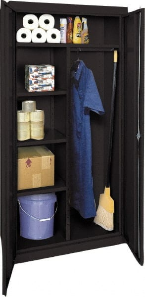 Sandusky Lee - 5 Shelf Combination Storage Cabinet - Steel, 36" Wide x 24" Deep x 72" High, Black - Exact Tooling