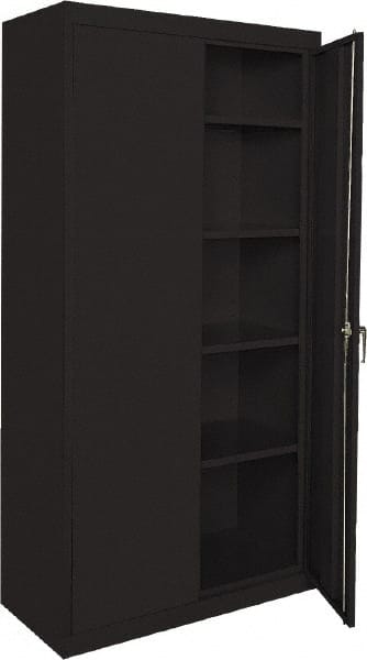 Sandusky Lee - 5 Shelf Locking Storage Cabinet - Steel, 36" Wide x 18" Deep x 72" High, Black - Exact Tooling