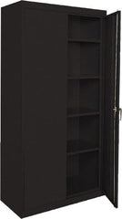 Sandusky Lee - 5 Shelf Locking Storage Cabinet - Steel, 36" Wide x 18" Deep x 72" High, Black - Exact Tooling