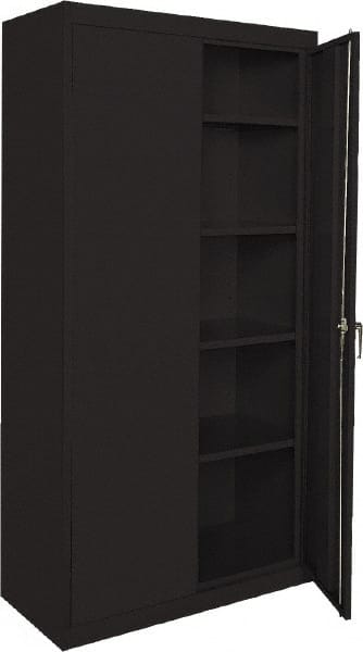 Sandusky Lee - 5 Shelf Locking Storage Cabinet - Steel, 36" Wide x 24" Deep x 72" High, Black - Exact Tooling