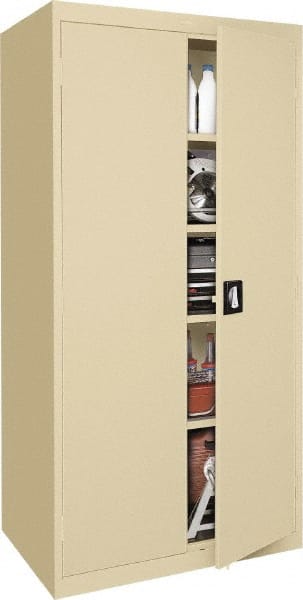 Sandusky Lee - 5 Shelf Locking Storage Cabinet - Steel, 36" Wide x 18" Deep x 72" High, Tan - Exact Tooling