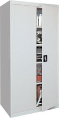 Sandusky Lee - 5 Shelf Locking Storage Cabinet - Steel, 36" Wide x 18" Deep x 72" High, Gray - Exact Tooling