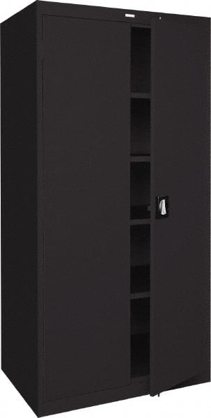 Sandusky Lee - 5 Shelf Locking Storage Cabinet - Steel, 36" Wide x 18" Deep x 72" High, Black - Exact Tooling