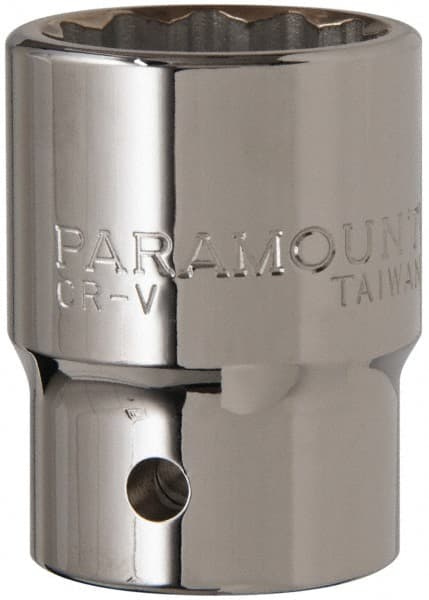 Paramount - 1-1/8", 3/4" Drive, Standard Hand Socket - 12 Points, 2-13/64" OAL - Exact Tooling