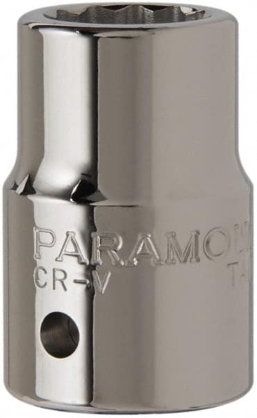 Paramount - 3/4", 3/4" Drive, Standard Hand Socket - 12 Points, 2" OAL, Chrome Finish - Exact Tooling
