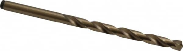 Precision Twist Drill - #5 135° Cobalt Jobber Drill - Oxide/Gold Finish, Right Hand Cut, Spiral Flute, Straight Shank, 3-3/4" OAL, Split Point - Exact Tooling
