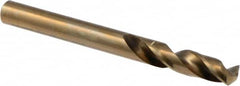 Precision Twist Drill - 0.252" 135° Spiral Flute Cobalt Screw Machine Drill Bit - Oxide/Gold Finish, Right Hand Cut, 31mm Flute Length, 70mm OAL, Split Point, Straight Shank - Exact Tooling