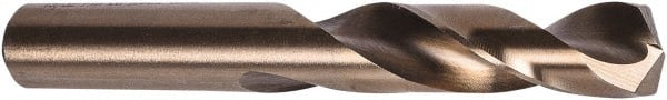 Precision Twist Drill - 1/2" 135° Spiral Flute Cobalt Screw Machine Drill Bit - Oxide/Gold Finish, Right Hand Cut, 2-1/4" Flute Length, 3-3/4" OAL, Split Point, Straight Shank - Exact Tooling