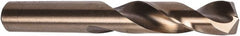 Precision Twist Drill - 1/2" 135° Spiral Flute Cobalt Screw Machine Drill Bit - Oxide/Gold Finish, Right Hand Cut, 2-1/4" Flute Length, 3-3/4" OAL, Split Point, Straight Shank - Exact Tooling
