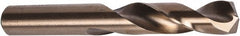 Precision Twist Drill - #10 135° Spiral Flute Cobalt Screw Machine Drill Bit - Oxide/Gold Finish, Right Hand Cut, 1-3/16" Flute Length, 2-1/4" OAL, Split Point, Straight Shank - Exact Tooling
