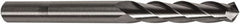 Precision Twist Drill - 0.224" Cutting Diam x 1-1/4" Length of Cut, 3 Flute, Upcut Spiral Router Bit - Uncoated, Right Hand Cut, High Speed Steel, 2-3/4" OAL x 1/4" Shank Diam, Aircraft Taper - Exact Tooling