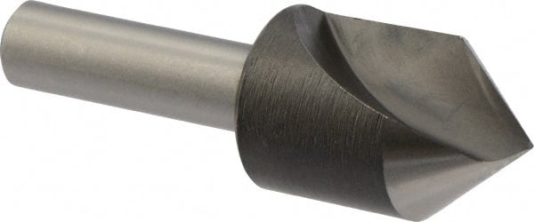 Precision Twist Drill - 3/4" Head Diam, 3/8" Shank Diam, 1 Flute 82° High Speed Steel Countersink - Bright Finish, 2-13/32" OAL, Single End, Straight Shank, Right Hand Cut - Exact Tooling