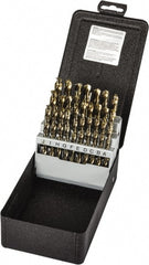 Precision Twist Drill - 135° Point, Gold Finish, Cobalt Jobber Length Drill Bit Set - Exact Tooling