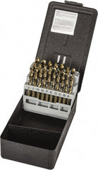 Precision Twist Drill - 135° Point, Gold Finish, Cobalt Screw Machine Length Drill Bit Set - Exact Tooling