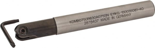 Kennametal - 3/4" Cut Diam, 3/8" Max Depth of Cut, 3/4" Shank Diam, 6.281" OAL, Indexable Ball Nose End Mill - 1.753" Head Length, Straight Shank, KDMB Toolholder, KDMB 0750.. Insert - Exact Tooling