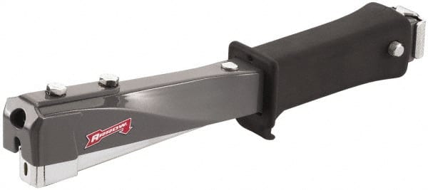 Arrow - Manual Hammer Tacker - 1/4, 5/16, 3/8" Staples, Gray & Black, Steel - Exact Tooling