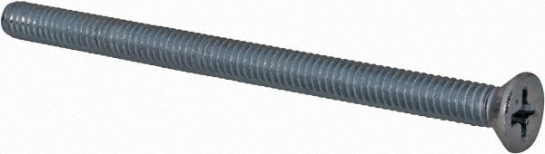 Value Collection - #8-32 UNC, 2-1/2" OAL Phillips Drive Machine Screw - Flat Head, Grade 2 Steel, Zinc-Plated Finish, Without Washer - Exact Tooling