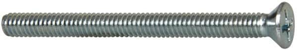 Value Collection - #8-32 UNC, 2" OAL Phillips Drive Machine Screw - Flat Head, Grade 2 Steel, Zinc-Plated Finish, Without Washer - Exact Tooling