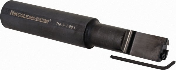 NIKCOLE MINI-SYSTEMS - Internal Thread, 1-1/4" Max Depth of Cut, 6" OAL, Left Hand Indexable Grooving Cutoff Toolholder - 1" Shank Height x 1" Shank Width, GIE Insert Style, THI Toolholder Style, Series Mini-Systems - Exact Tooling