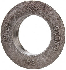 Made in USA - 1-1/2" Pipe, 3" Diam x 1/8" Thick, Tank Flange without Pilot - For Threaded Pipe, 3/4" Overall Height, 2-3/8" Bottom Diam, 2-5/32" Top Diam, Carbon Steel - Exact Tooling