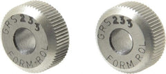 Made in USA - 5/8" Diam, 90° Tooth Angle, 33 TPI, Beveled Face, Form Type High Speed Steel Straight Knurl Wheel - 3/16" Face Width, 7/32" Hole, Circular Pitch, Series GR - Exact Tooling