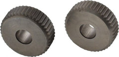 Made in USA - 1" Diam, 90° Tooth Angle, 14 TPI, Beveled Face, Form Type High Speed Steel Straight Knurl Wheel - 1/4" Face Width, 5/16" Hole, Circular Pitch, Series OU - Exact Tooling