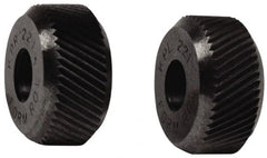 Made in USA - 3/8 Inch Face Width, 1 Inch Diameter, High Speed Steel Knurl Wheel Set - 5/16 Inch Hole Diameter, Beveled Face Knurl, Left and Right Hand Diagonal Pattern, Form, OU Series - Exact Tooling