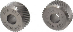Made in USA - 3/8 Inch Face Width, 3/4 Inch Diameter, High Speed Steel Knurl Wheel Set - 1/4 Inch Hole Diameter, Beveled Face Knurl, Left and Right Hand Diagonal Pattern, Form, KP Series - Exact Tooling