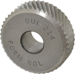 Made in USA - 3/8 Inch Face Width, 1 Inch Diameter, High Speed Steel Knurl Wheel Set - 5/16 Inch Hole Diameter, Beveled Face Knurl, Left and Right Hand Diagonal Pattern, Form, OU Series - Exact Tooling