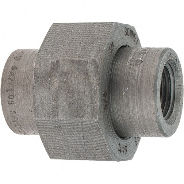 Made in USA - Size 3/8", Class 3,000, Forged Carbon Steel Black Pipe Union - 3,000 psi, Threaded End Connection - Exact Tooling