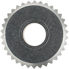 Made in USA - 3/4" Diam, 90° Tooth Angle, 14 TPI, Beveled Face, Form Type Cobalt Straight Knurl Wheel - 3/8" Face Width, 1/4" Hole, Circular Pitch - Exact Tooling
