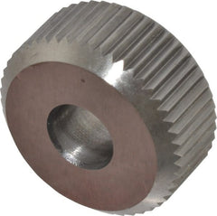 Made in USA - 3/4" Diam, 90° Tooth Angle, 21 TPI, Beveled Face, Form Type Cobalt Straight Knurl Wheel - 1/4" Face Width, 1/4" Hole, Circular Pitch - Exact Tooling