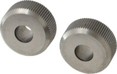 Made in USA - 3/4" Diam, 90° Tooth Angle, 33 TPI, Beveled Face, Form Type Cobalt Straight Knurl Wheel - 1/4" Face Width, 1/4" Hole, Circular Pitch - Exact Tooling