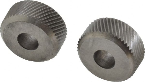 Made in USA - 1/4 Inch Face Width, 3/4 Inch Diameter, Cobalt Knurl Wheel Set - 1/4 Inch Hole Diameter, Beveled Face Knurl, Left and Right Hand Diagonal Pattern, Form - Exact Tooling