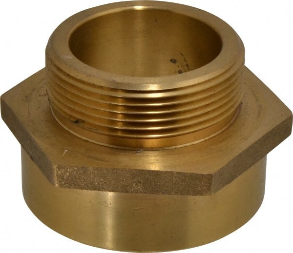 EVER-TITE Coupling Products - 3 FNPT x 2-1/2 MNST Hydrant Hex Nipple - Brass - Exact Tooling
