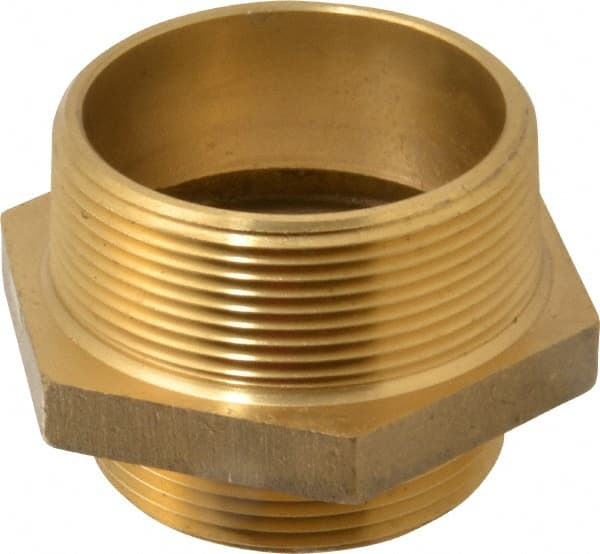 EVER-TITE Coupling Products - 3 MNPT x 2-1/2 MNST Hydrant Hex Nipple - Brass - Exact Tooling