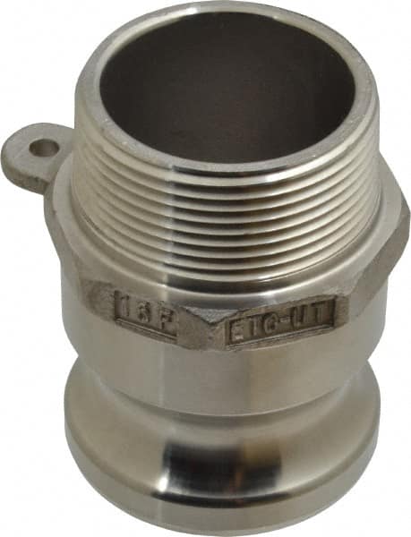 EVER-TITE Coupling Products - 1-1/2" Stainless Steel Cam & Groove Suction & Discharge Hose Male Adapter Male NPT Thread - Part F, 1-1/2" Thread, 250 Max psi - Exact Tooling