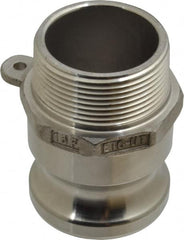 EVER-TITE Coupling Products - 1-1/2" Stainless Steel Cam & Groove Suction & Discharge Hose Male Adapter Male NPT Thread - Part F, 1-1/2" Thread, 250 Max psi - Exact Tooling