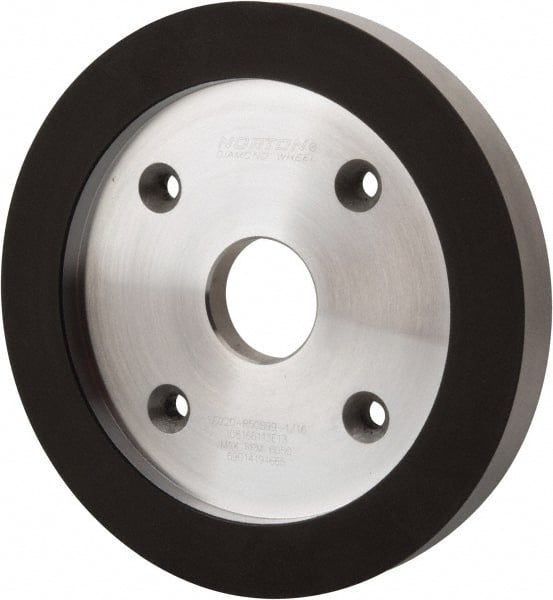 Norton - 6" Diam, 1-1/4" Hole Size, 3/4" Overall Thickness, 220 Grit, Type 6 Tool & Cutter Grinding Wheel - Very Fine Grade, Diamond, R Hardness, Resinoid Bond - Exact Tooling