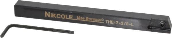 NIKCOLE MINI-SYSTEMS - External Thread, 4-1/2" OAL, Left Hand Indexable Grooving Cutoff Toolholder - 3/8" Shank Height x 3/8" Shank Width, GIE Insert Style, THE Toolholder Style, Series Mini-Systems - Exact Tooling